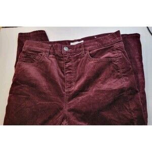 LOFT Made and Loved Velvet Stretch Trousers Size 10 Wine Red Burgundy